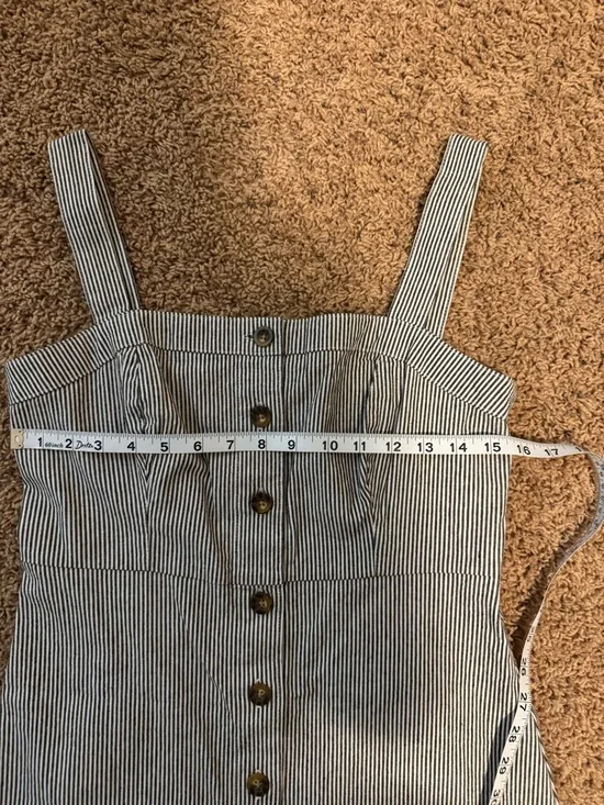Hollister Navy and White Pinstripe Button-Front Mini Dress Size Medium - Picture 6 of 7